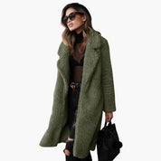 Elegant Women's Long Teddy Coat with Wide Collar for Stylish Layering 2