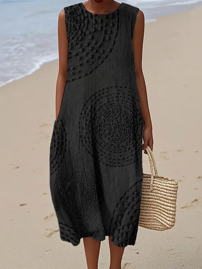 Elegant Women's Maxi Dress - Sleeveless Textured Design for Summer & Formal Events 1