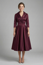 Elegant Women’s Midi Dress with Wrap Neckline and Pleated Skirt 5