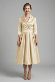 Elegant Women’s Midi Dress with Wrap Neckline and Pleated Skirt 6