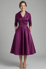 Elegant Women’s Midi Dress with Wrap Neckline and Pleated Skirt 7