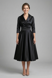 Elegant Women’s Midi Dress with Wrap Neckline and Pleated Skirt 8