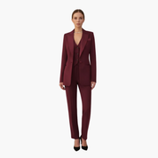 Elegant Women's Suit - Three-Piece Pant Suit with Notched Blazer and Straight-Leg Trousers for Office and Casual Wear 1