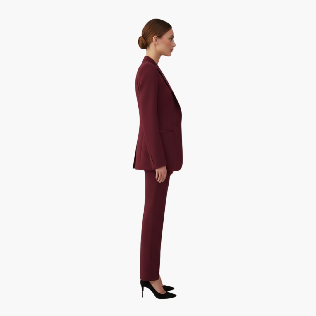 Elegant Women's Suit - Three-Piece Pant Suit with Notched Blazer and Straight-Leg Trousers for Office and Casual Wear 2
