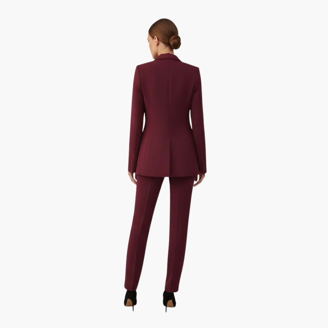 Elegant Women's Suit - Three-Piece Pant Suit with Notched Blazer and Straight-Leg Trousers for Office and Casual Wear 4