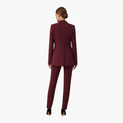 Elegant Women's Suit - Three-Piece Pant Suit with Notched Blazer and Straight-Leg Trousers for Office and Casual Wear 4