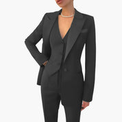 Elegant Women's Suit - Three-Piece Pant Suit with Notched Blazer and Straight-Leg Trousers for Office and Casual Wear 5