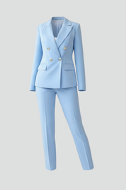 Elegant Women's Suit Set with Buttoned Jacket and Straight-Leg Trousers 1