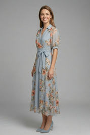 Elegant Women’s V-Neck Wrap Dress with Waist Tie for Summer 2