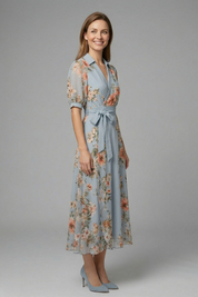 Elegant Women’s V-Neck Wrap Dress with Waist Tie for Summer 4