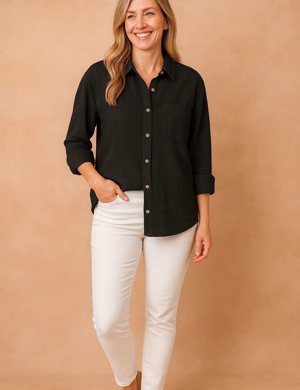Ellie | Loose-fitting shirt blouse with pocket 3