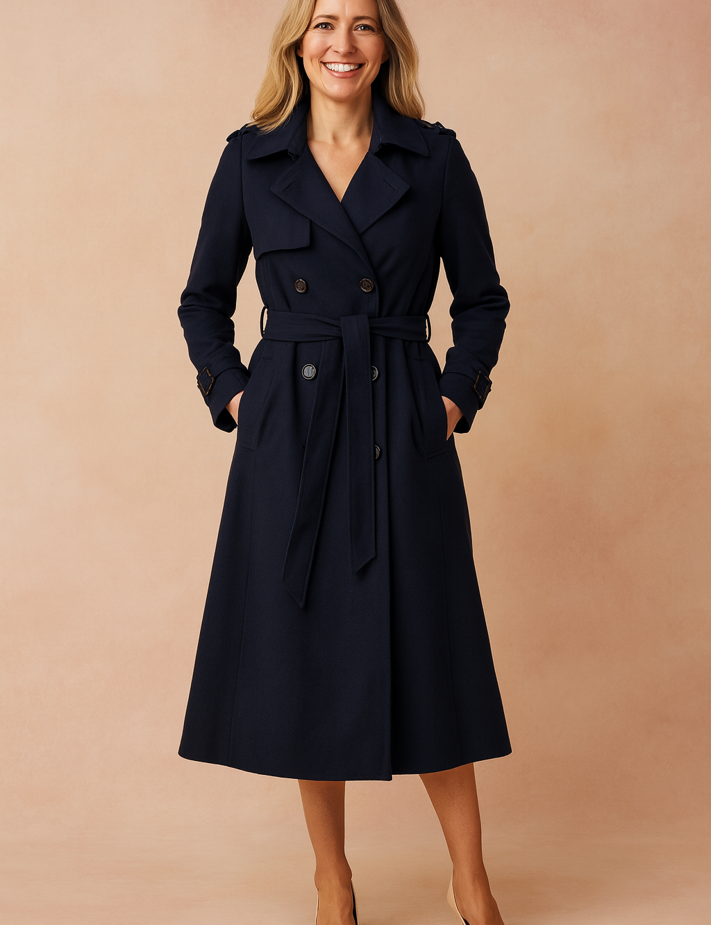 Emilia | Long trench coat with belt and buckles 2