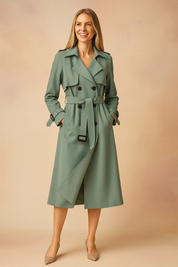 Emilia | Long trench coat with belt and buckles 3
