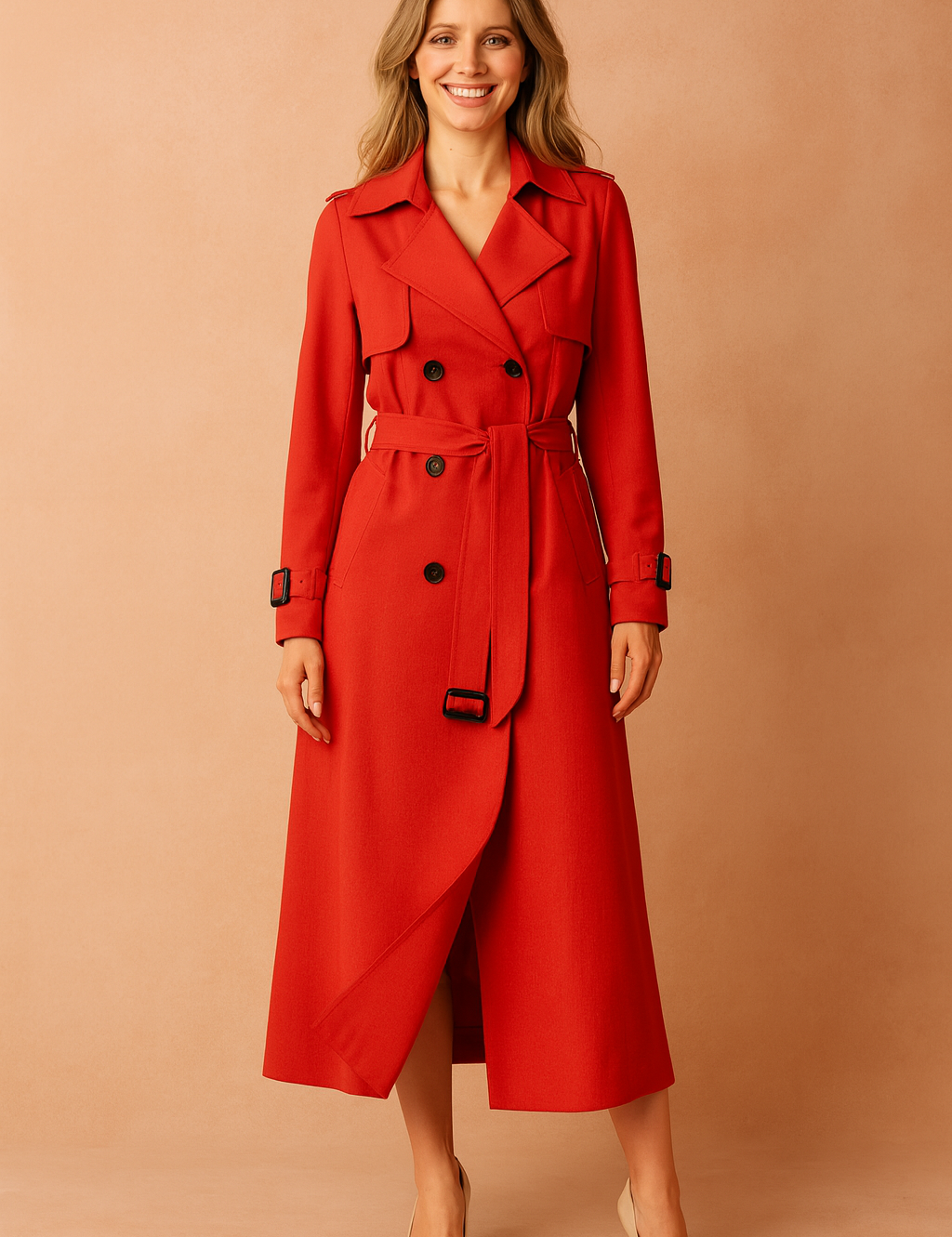 Emilia | Long trench coat with belt and buckles 5