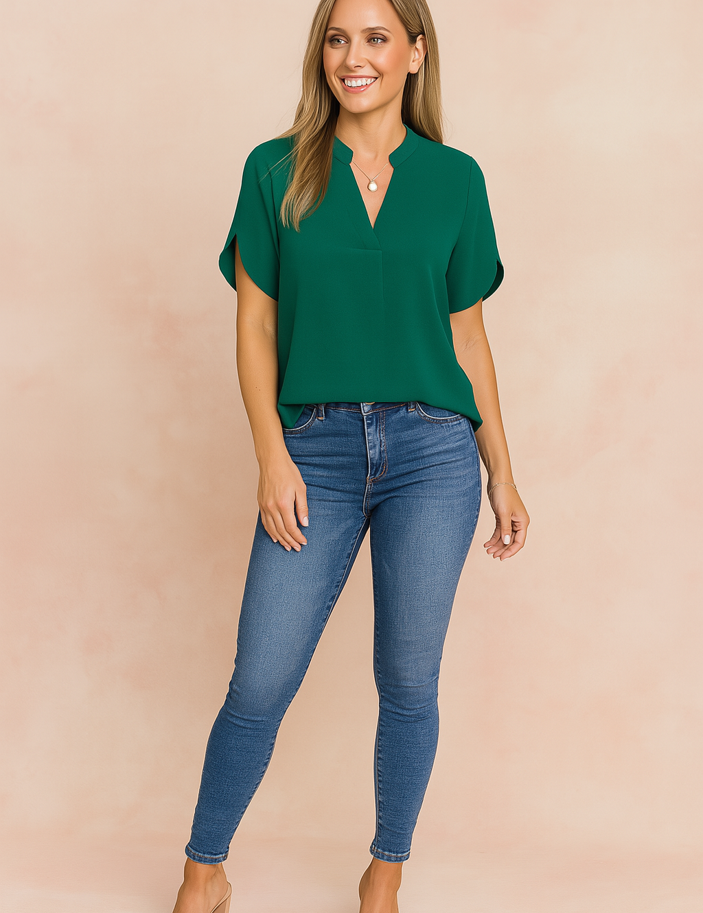 Emma | Stylish Short Sleeve Blouse with Slits on the Shoulders 1