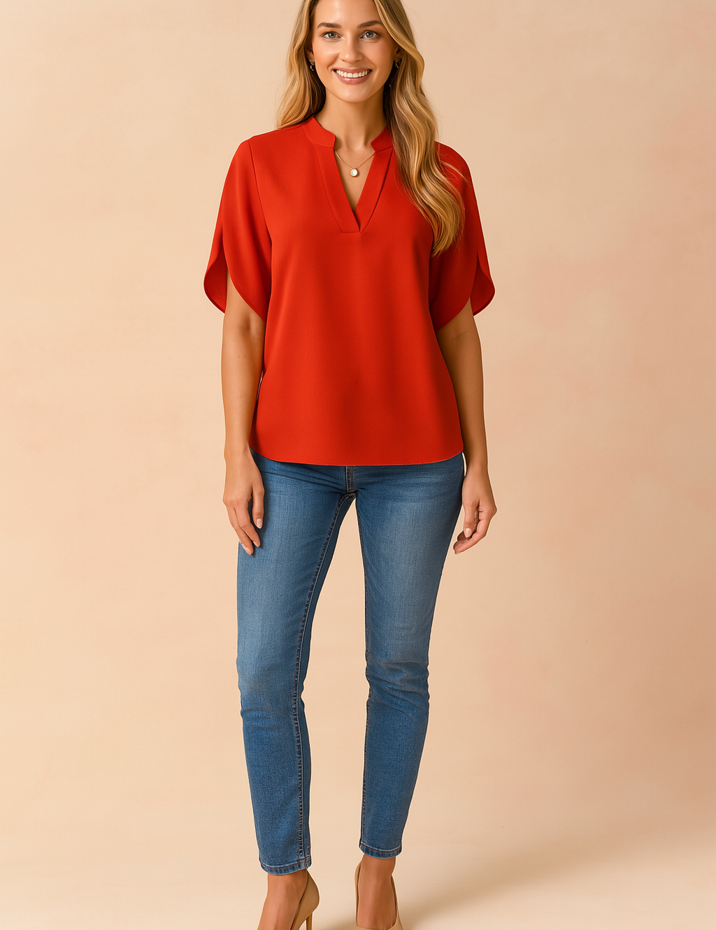 Emma | Stylish Short Sleeve Blouse with Slits on the Shoulders 2
