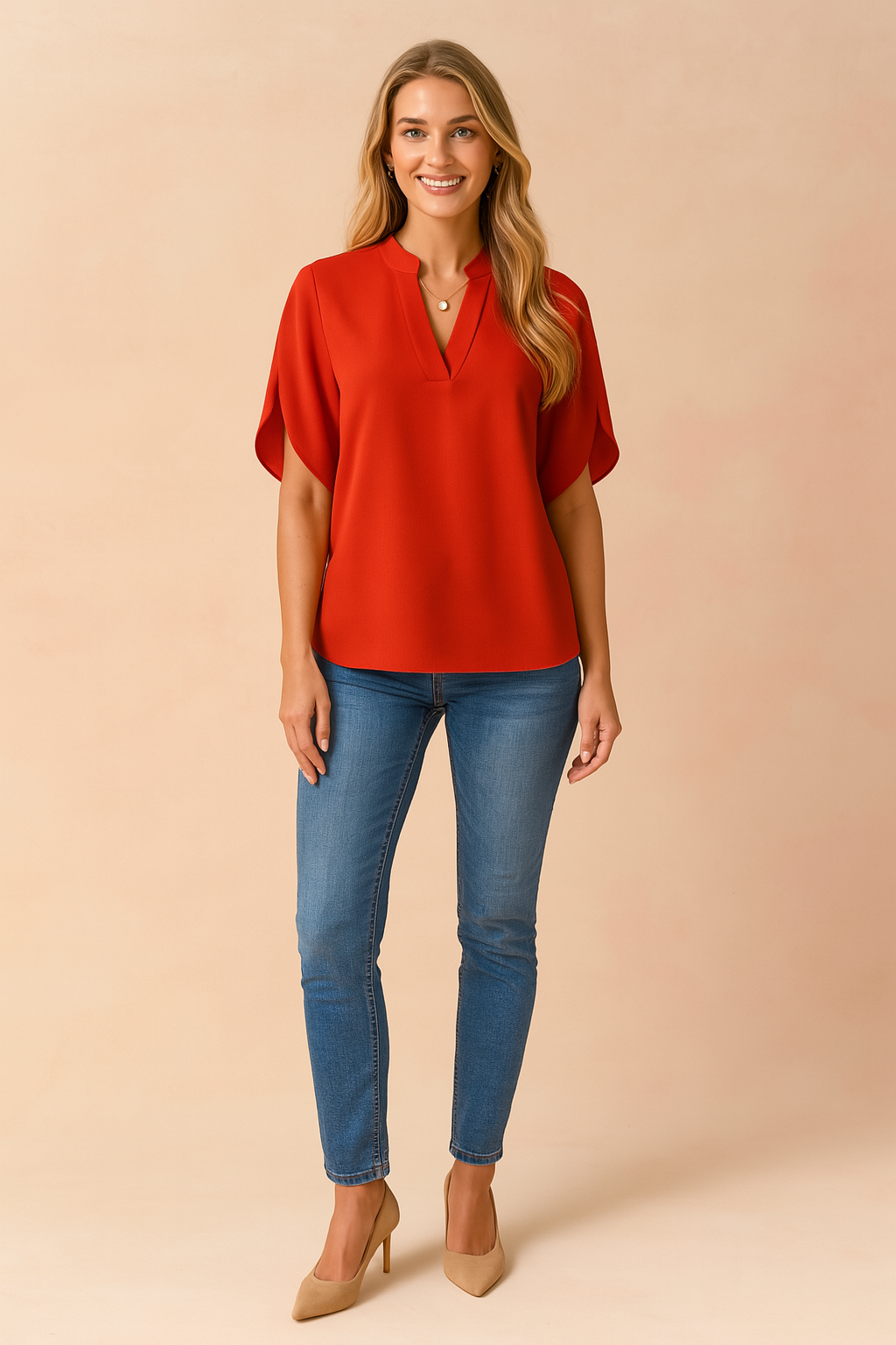 Emma | Stylish Short Sleeve Blouse with Slits on the Shoulders 2