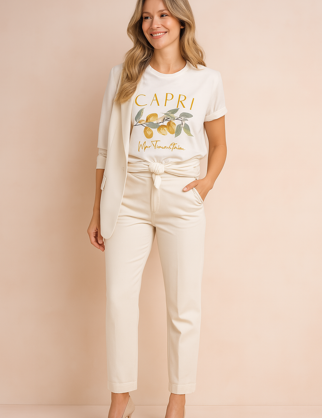 Eveleen | Capri Lemon Print T-Shirt 0