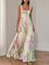 Evelyn | Women's Pleated Floral Summer Dress Square Neck Chiffon Maxi 0