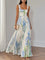 Evelyn | Women's Pleated Floral Summer Dress Square Neck Chiffon Maxi 4