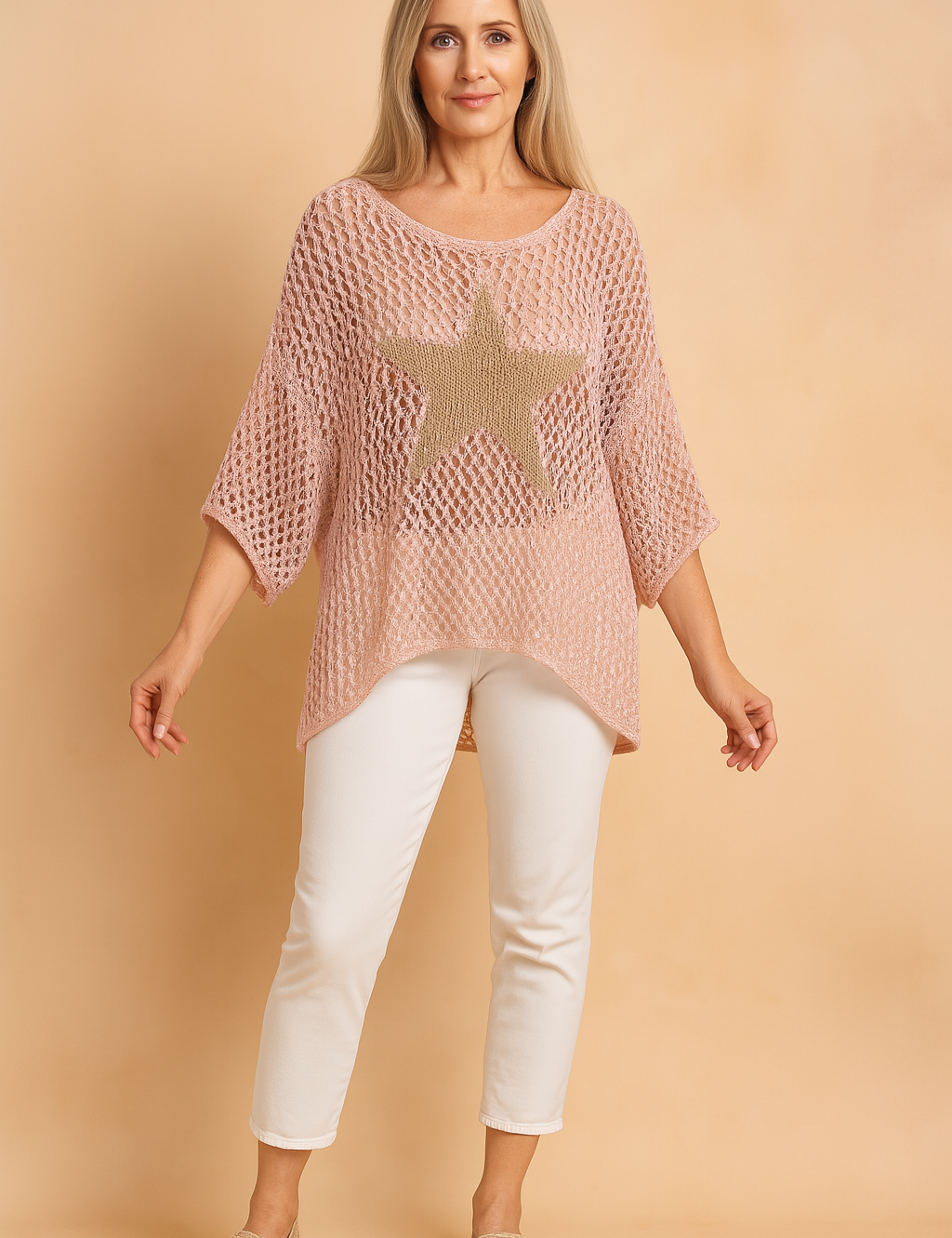 Ewa | Openwork Blouse with a Glamorous Star 0