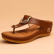 Ewa | Stylish wedge sandals with a decorative buckle 1