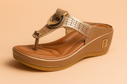 Ewa | Stylish wedge sandals with a decorative buckle 5