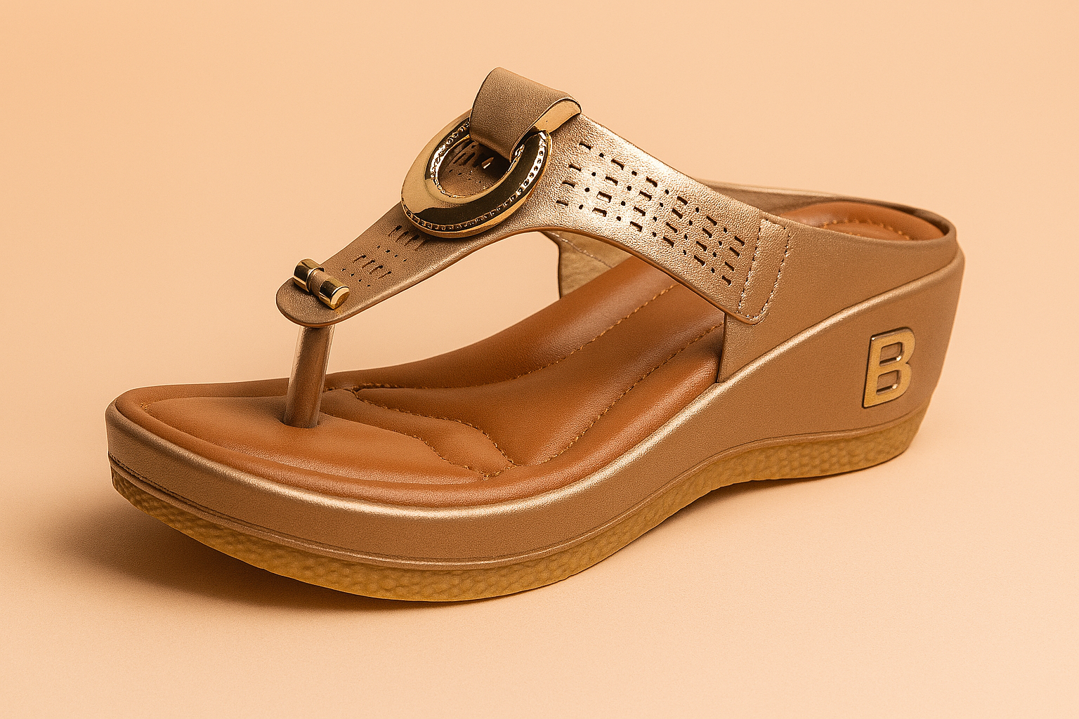 Ewa | Stylish wedge sandals with a decorative buckle 5