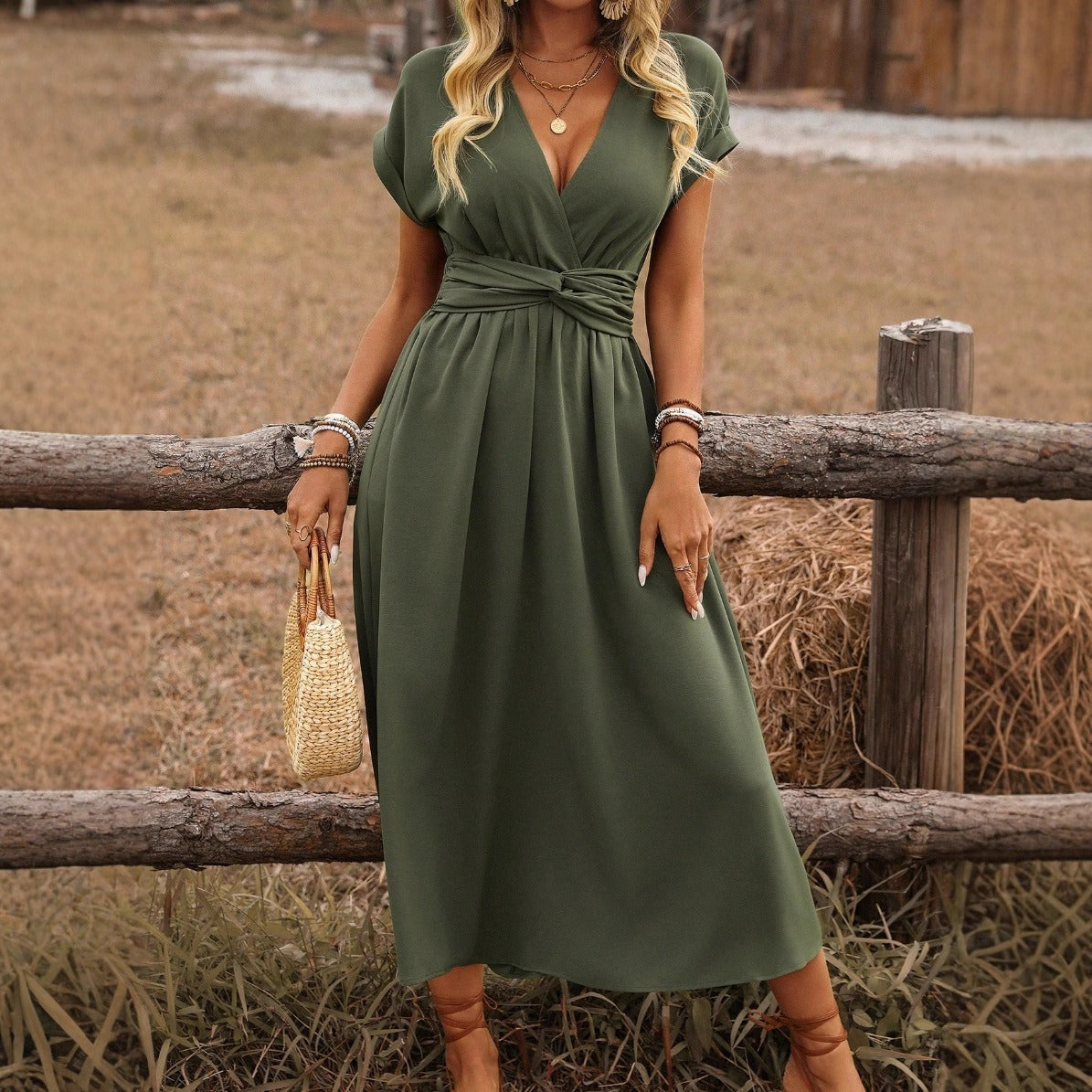 HEATHER | Elegant V-neck long boho dress