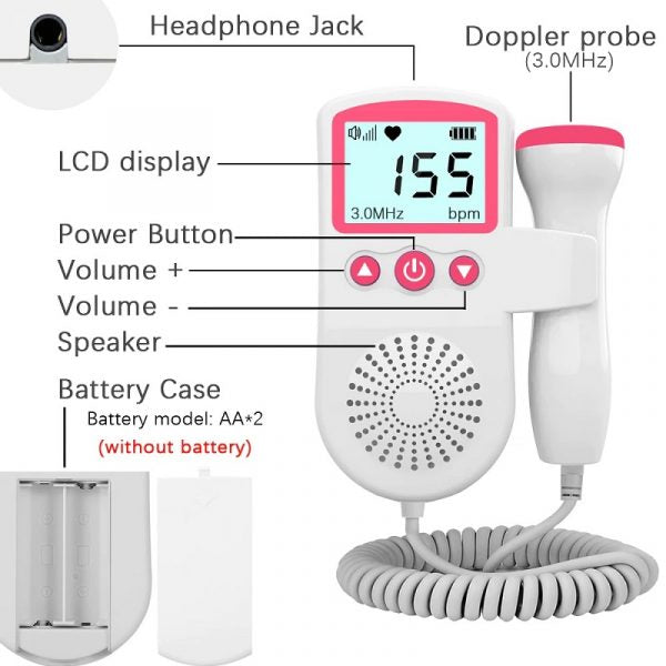 Fetal Doppler Heart Rate Monitor for Home Use, Pregnancy, Baby, Fetal Heart Rate Sound Detector 6