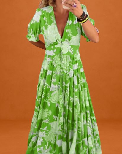 Fiore | Flowy Floral Maxi Dress with V-Neck 1