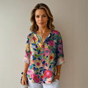 Floral Print Womens Blouse - Elegant Summer Tops for Women, Chic and Comfortable Design 0