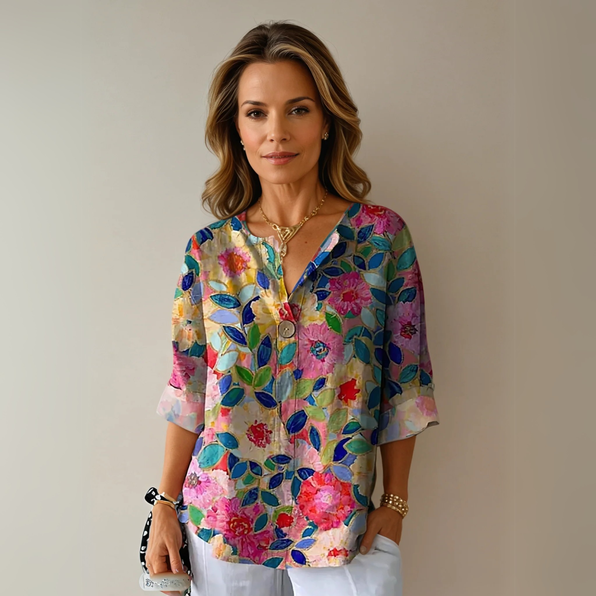 Floral Print Womens Blouse - Elegant Summer Tops for Women, Chic and Comfortable Design 0