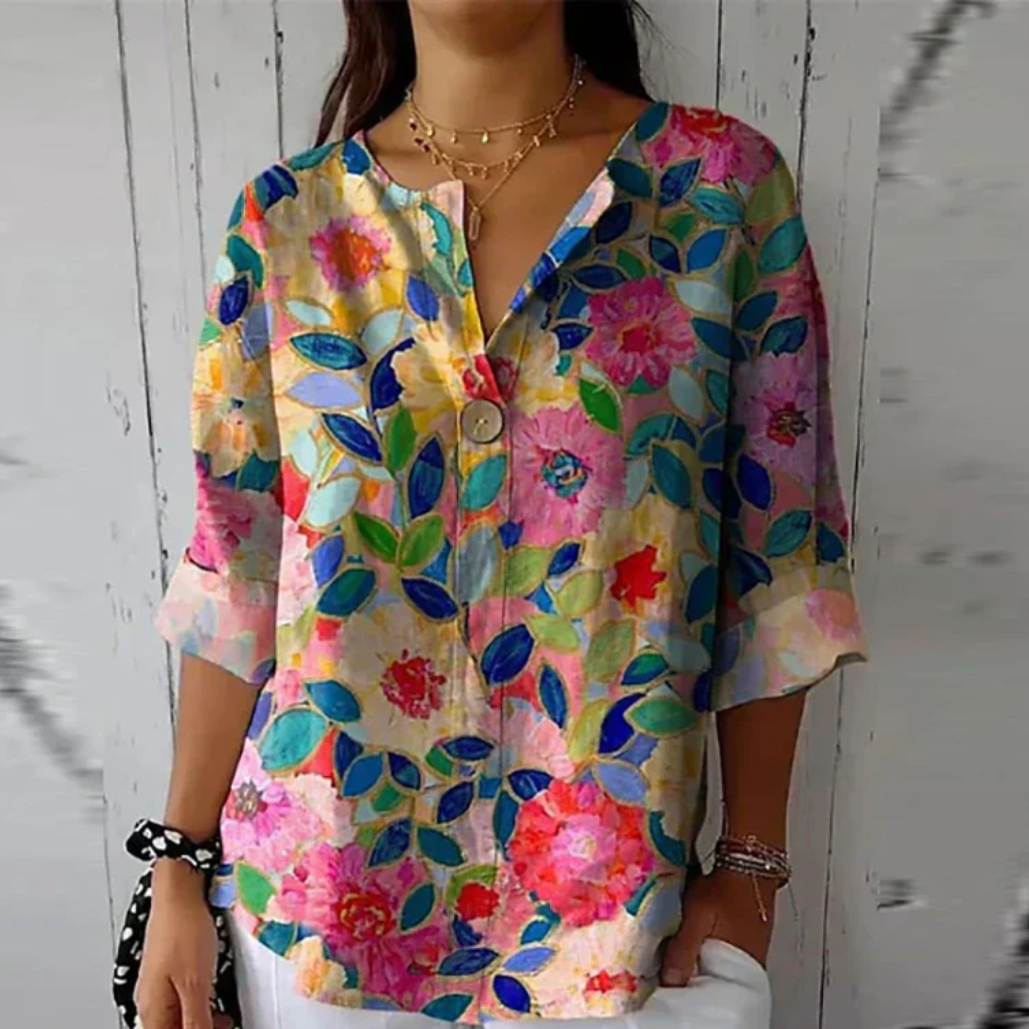 Floral Print Womens Blouse - Elegant Summer Tops for Women, Chic and Comfortable Design 4