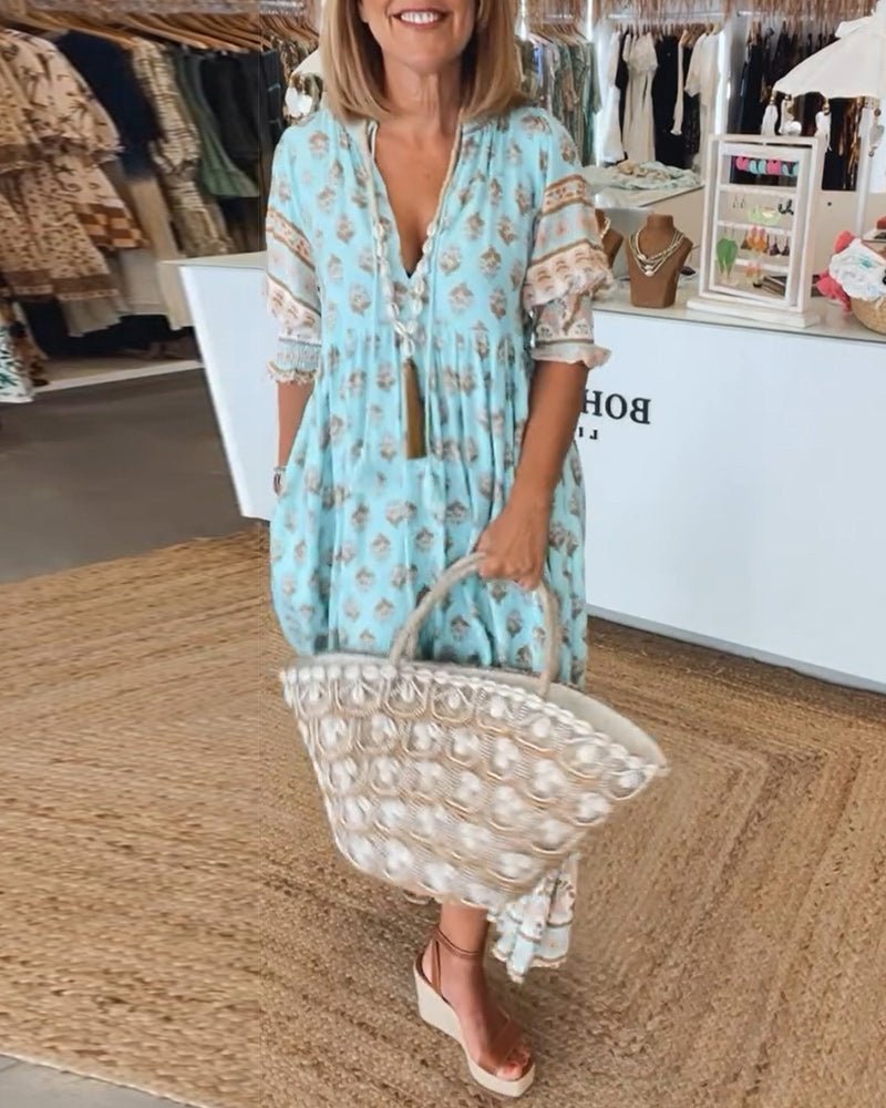 Floral V-Neck Maxi Dress for Women - Elegant Summer Dresses for Every Occasion 0