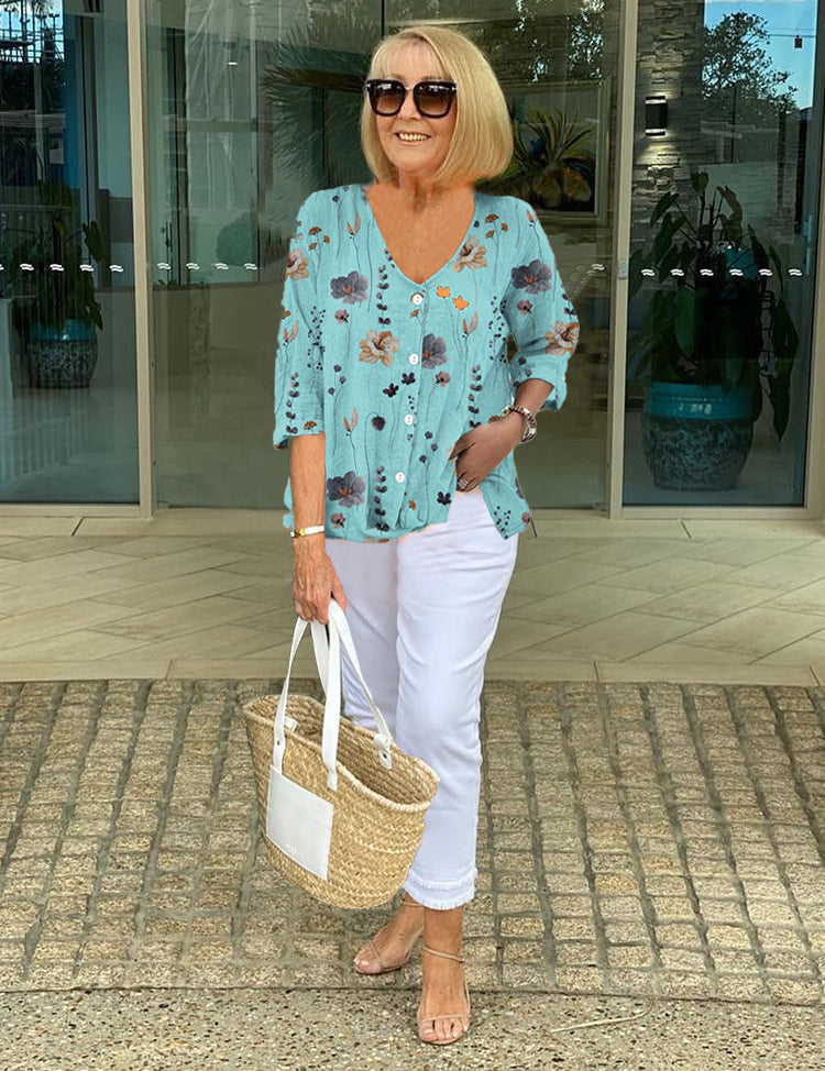 Floral Women's Top - Elegant Summer Style with Lightweight Comfort and Flattering Fit 0
