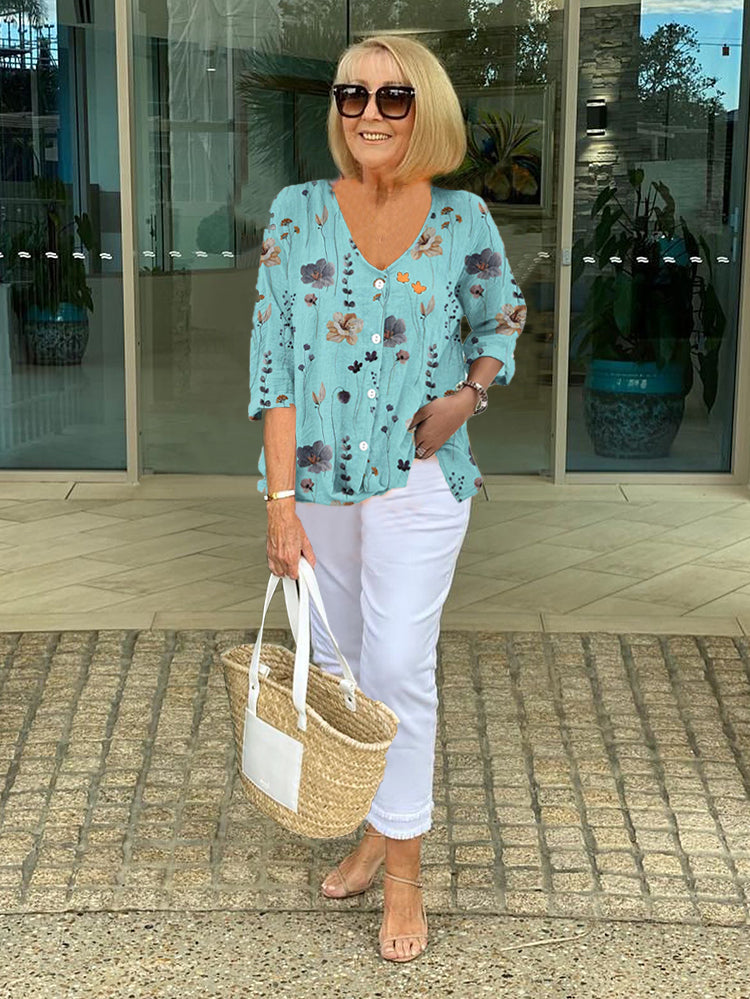 Floral Women's Top - Elegant Summer Style with Lightweight Comfort and Flattering Fit 0