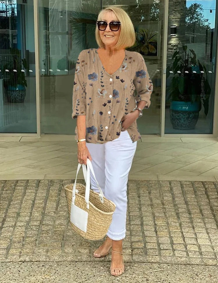 Floral Women's Top - Elegant Summer Style with Lightweight Comfort and Flattering Fit 1