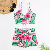 Floral print bikini with a high waist and summery flair 6