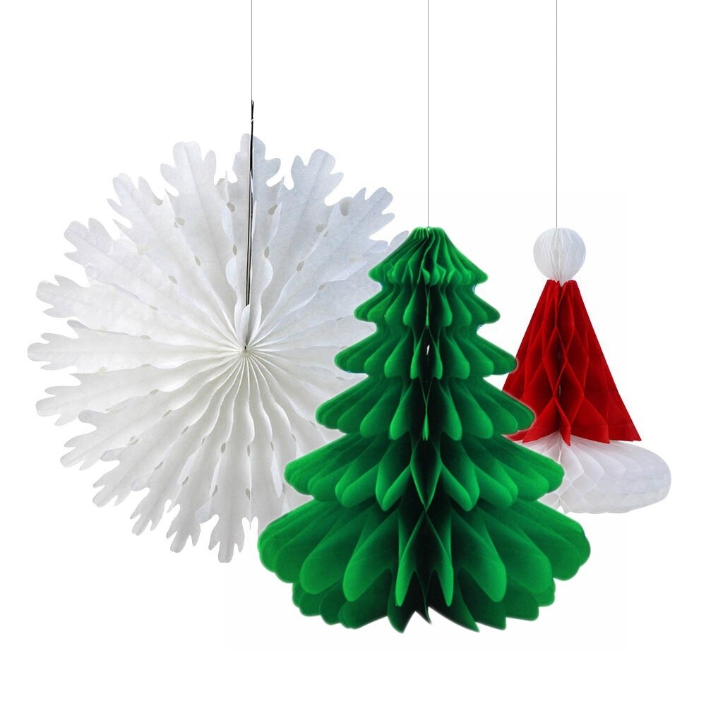 Folding paper Christmas hat decorations set 2