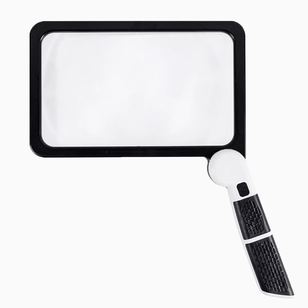 Full-page handheld magnifying glass - 5x magnification, LED-illuminated magnifying glass with 3 modes, ideal for reading books and seniors 0