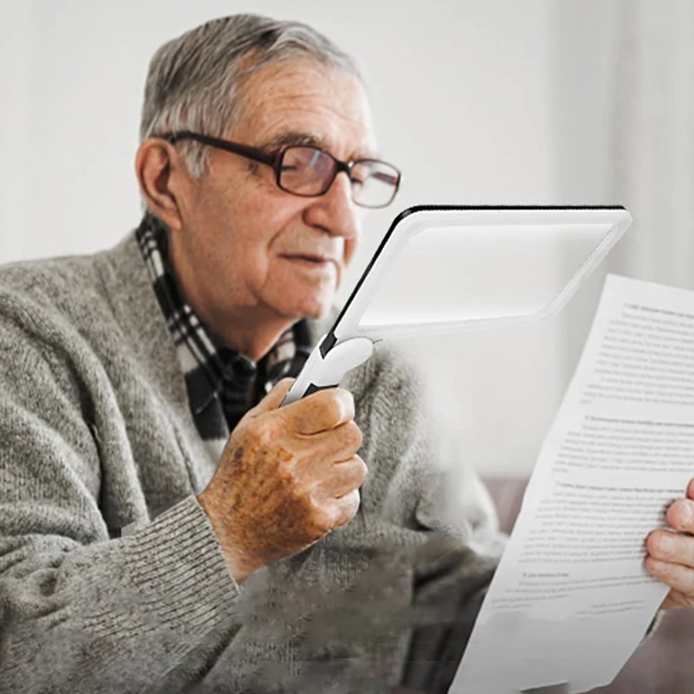 Full Page Handheld Magnifying Glass 5x Magnification, LED Lighted Magnifying Glass with 3 Modes, Ideal for Reading Books and Seniors 1