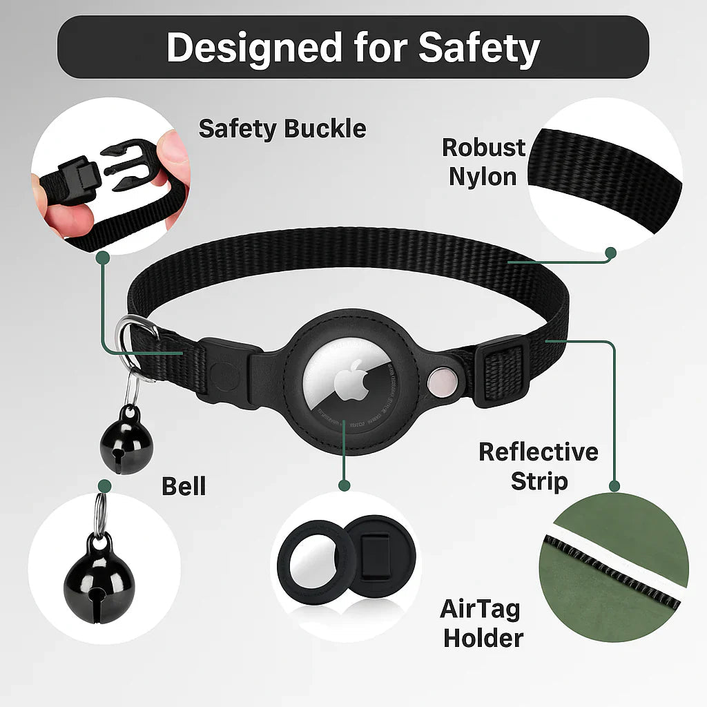 GPS Cat Tracker Collar with Quick Release, Reflective Design, Durable Nylon for Outdoor Safety and Comfort 2