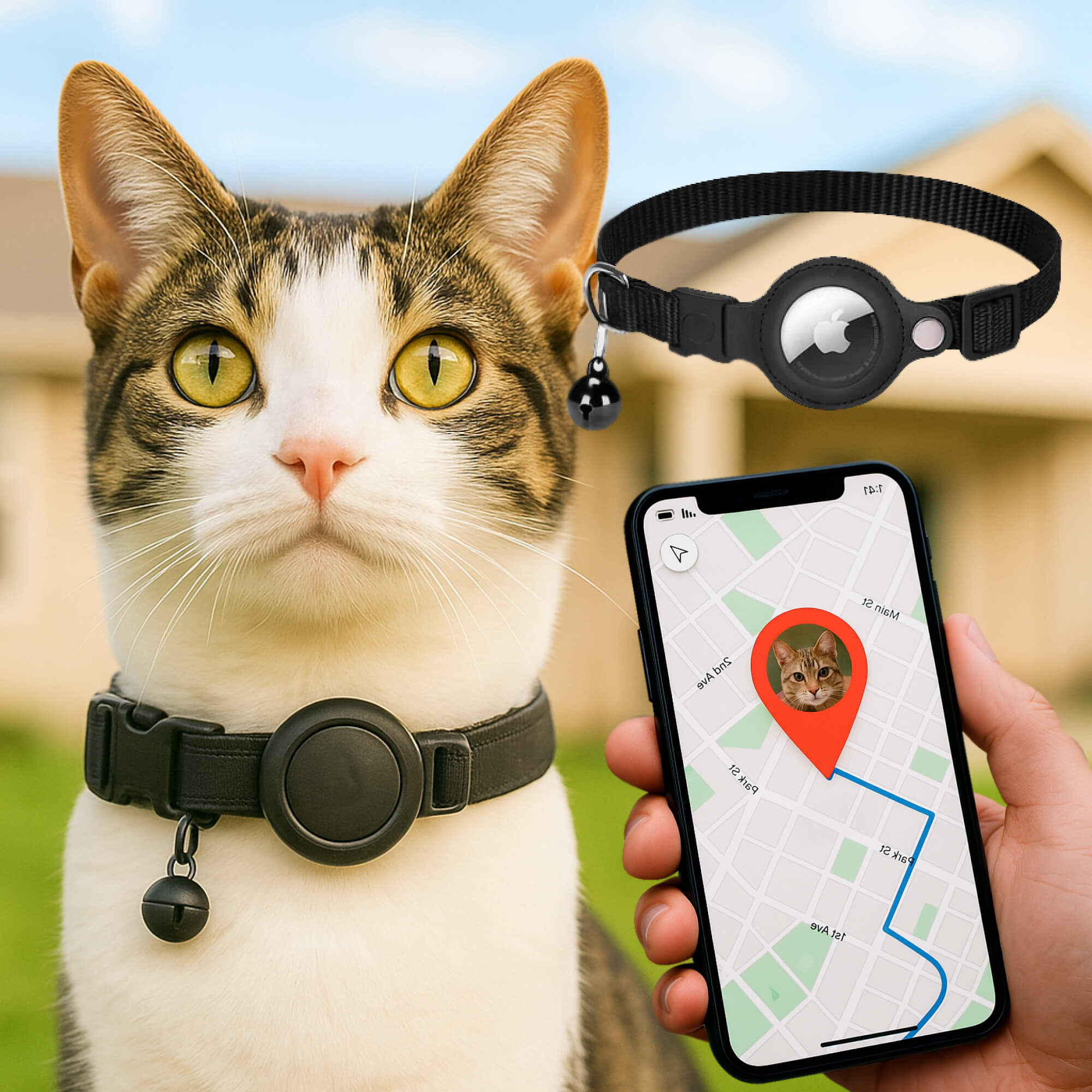 GPS tracker collar for cats | Quick-release fastener, reflective design and durable for safe outdoor adventures 0