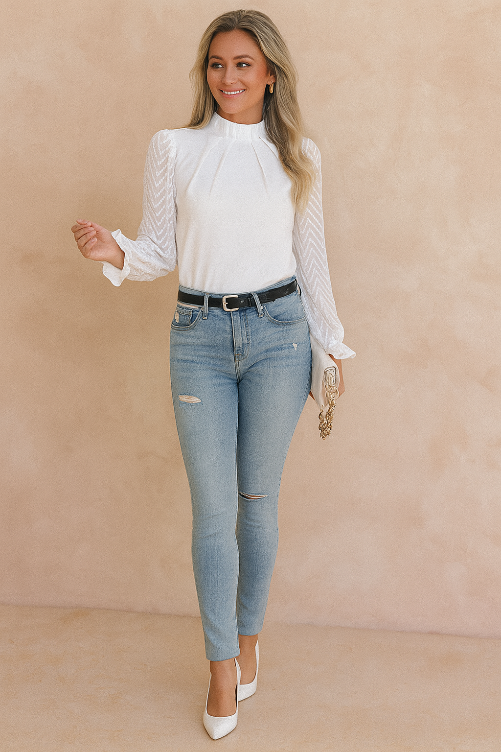 Georgia | Stylish Blouse with Sheer Sleeves 1