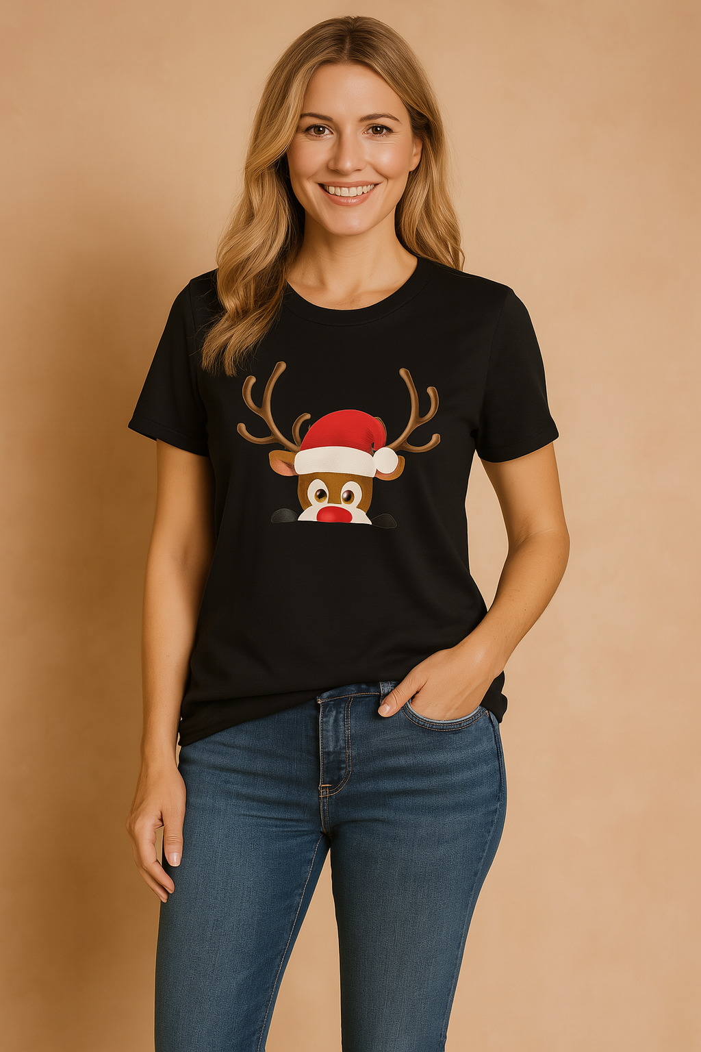 Black - Reindeer with Santa's hat
