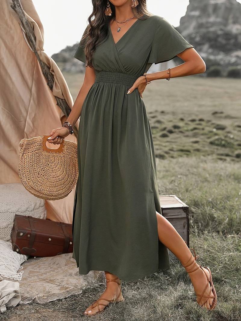 HEATHER | Elegant V-neck long boho dress 2