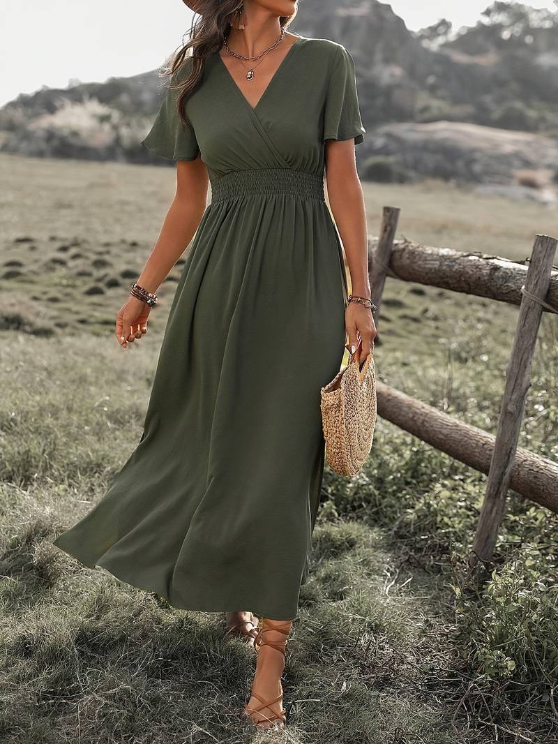 HEATHER | Elegant V-neck long boho dress 4