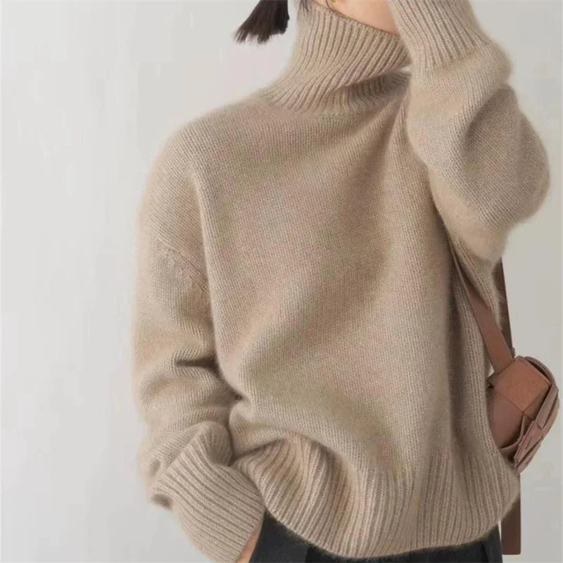 Women's Oversized Turtleneck Sweater Comfortable Cashmere