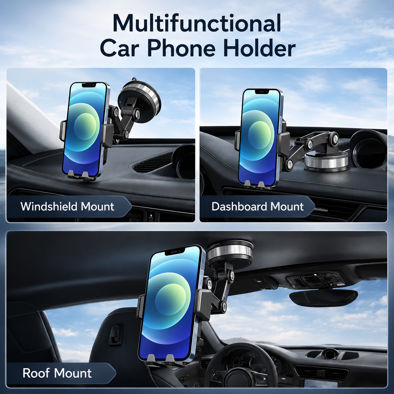 Handyhalterung für Auto | mit Saugnapf | 360° Drehbar & Verstellbarer Arm | AutoVista 3